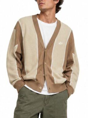 Nike Club Fairway Stripe Cardigan Cotton Golf Sweater